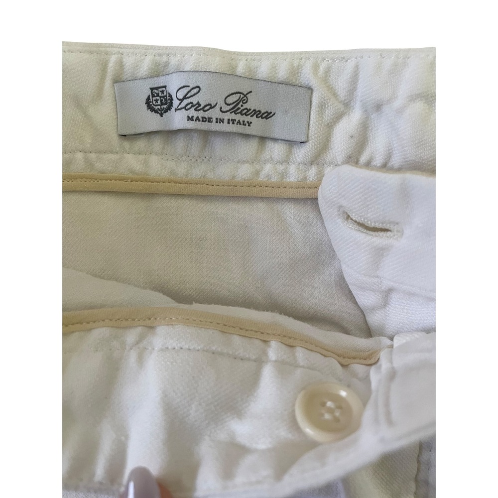 Loro Piana White Linen Cotton Blend Straight Leg Trousers Pants Made in Italy 46 - Picture 3 of 4